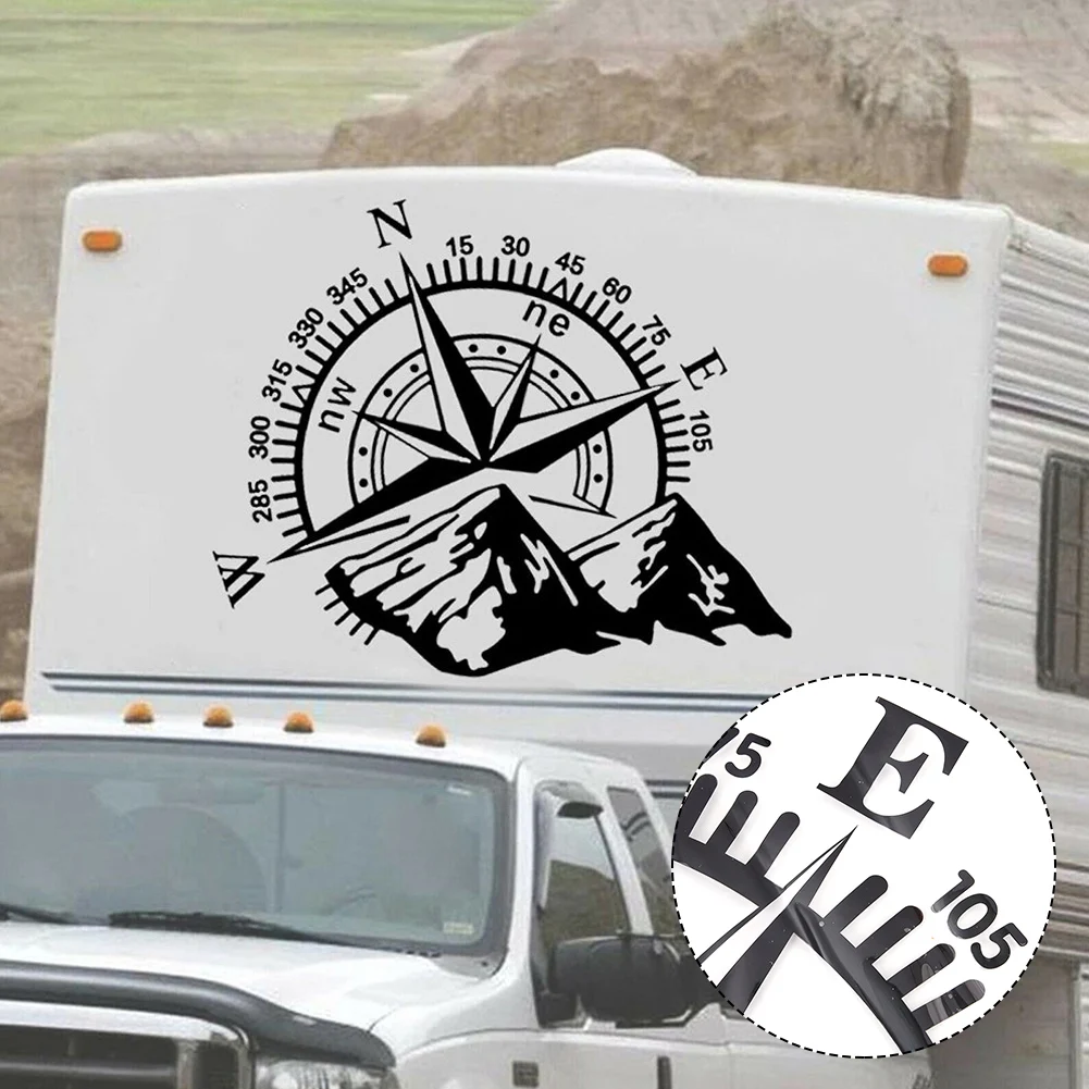 Vinyl Car Bonnet Stickers with Mountain and For Compass for Jeep Truck SUV Camper Van RV Trailer Customization
