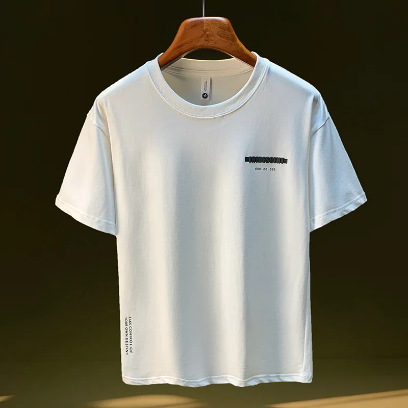 

Short sleeved T-shirt for men in summer 2025, half sleeved, loose, high-end, simple, round neck, versatile men's clothing