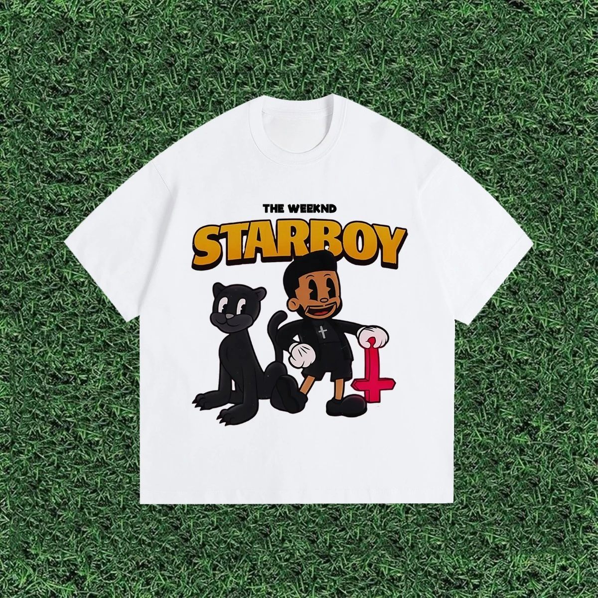 

The 2025The Weekend Donut Plant Brother Ретро Винтажный принт Тяжелая свободная футболка из чистого хлопка с короткими рукавами и небольшим воротником