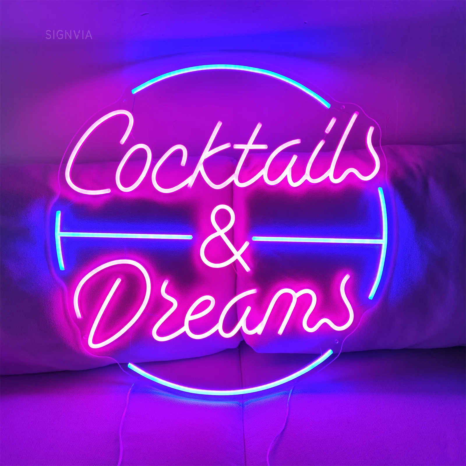 

LED Neon Sign Cocktails And Dreams Business Pub Bar Neon Light Store Shop LED Signboard Wall Decor Neon Signs LED Night Lights