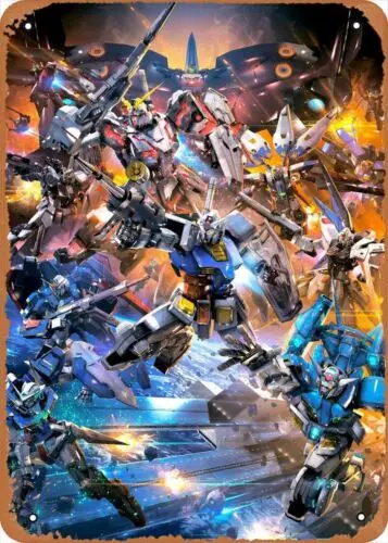 Anime Roboter Mecha Figur Poster Metall Blechschild Wandkunst Dekoration