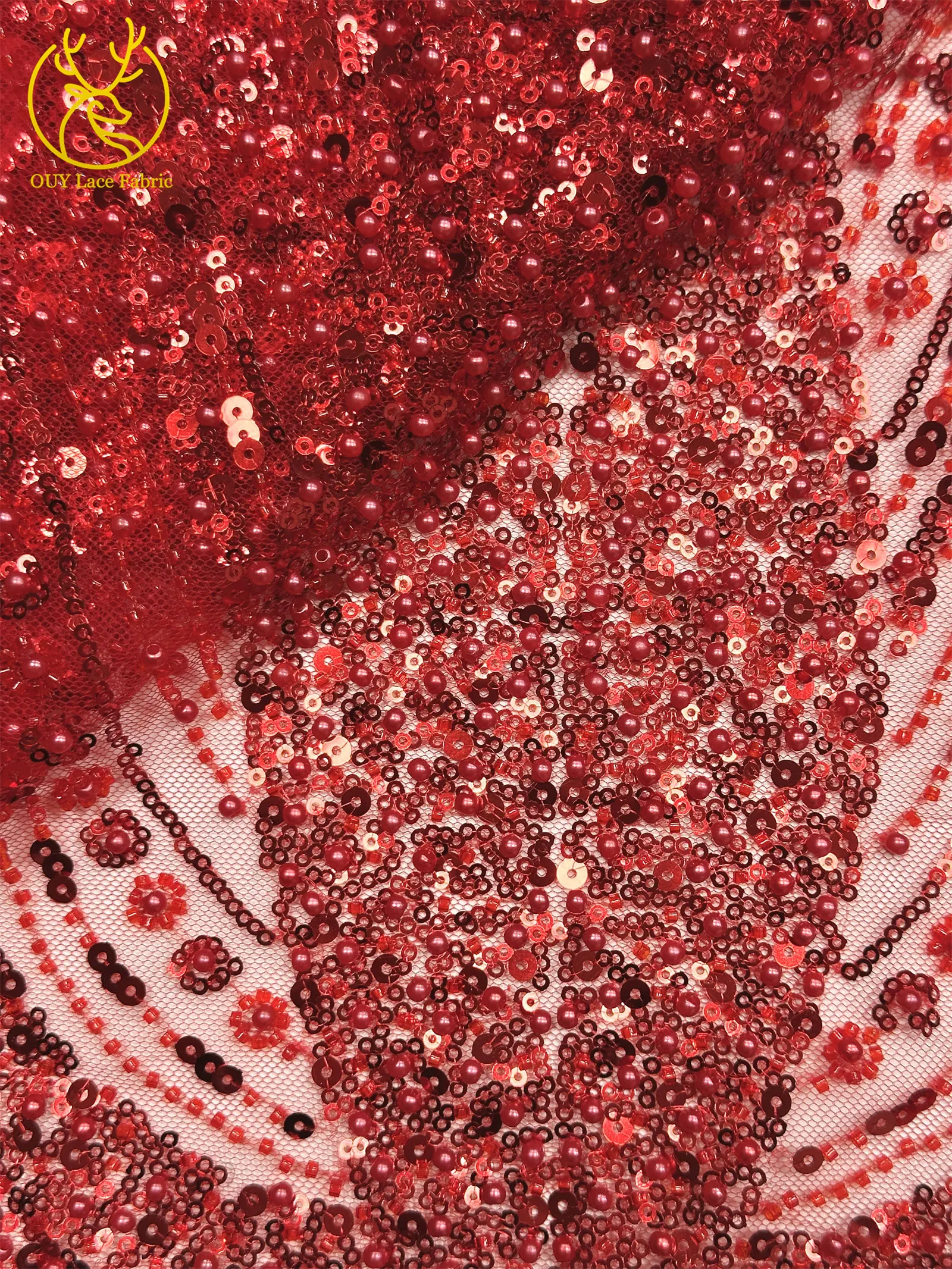 Luxuriöser Goldener Afrikanischer Bräutigam-Spitzenstoff mit Stickerei und Perlen, 5 Meter Französischer Tüll-Spitzenstoff für Nigerianische Hochzeitskleider – Detail 29