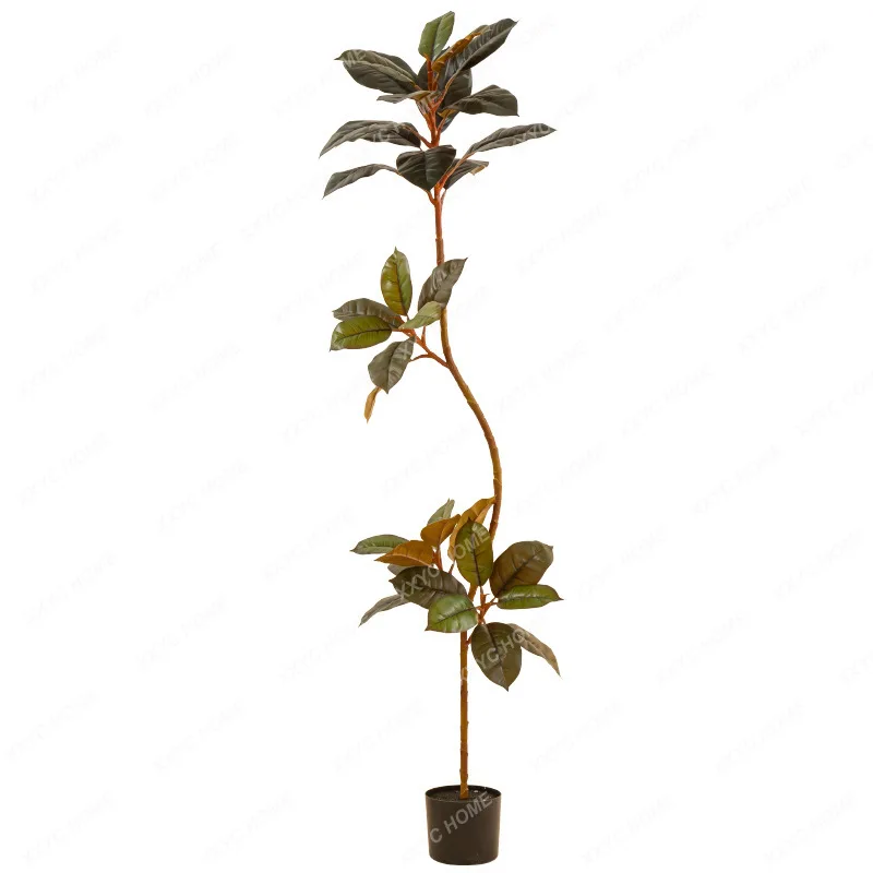 Artificial Green Plant Rubber Tree Plant Indoor Living Room Window Decorative Ornament Floor Bonsai Fake Trees