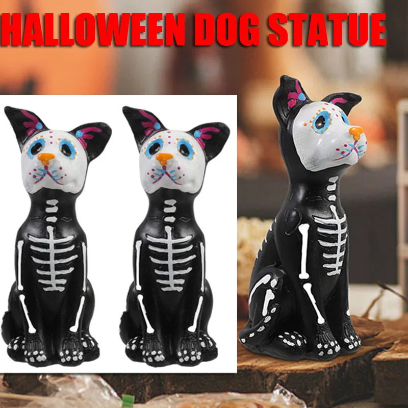 

2 Pcs Pet Little Flower Dog Toys Child Garden Decor Resin Halloween Spooky Figurine Resin Animal Crafts Scarf Statue