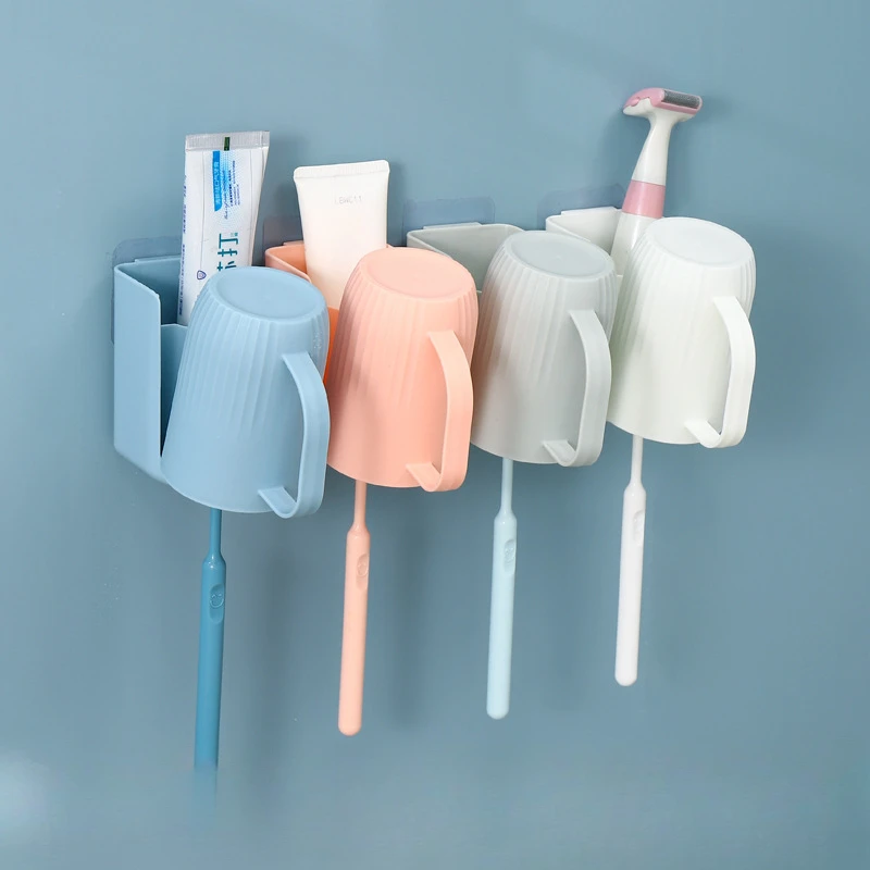 Household Tooth Cups Rack For Tooth Mug Wall-mounted Mouthwash Cups Washing And Brushing Teeth Cup Hook Wall-mounted Cup Rack