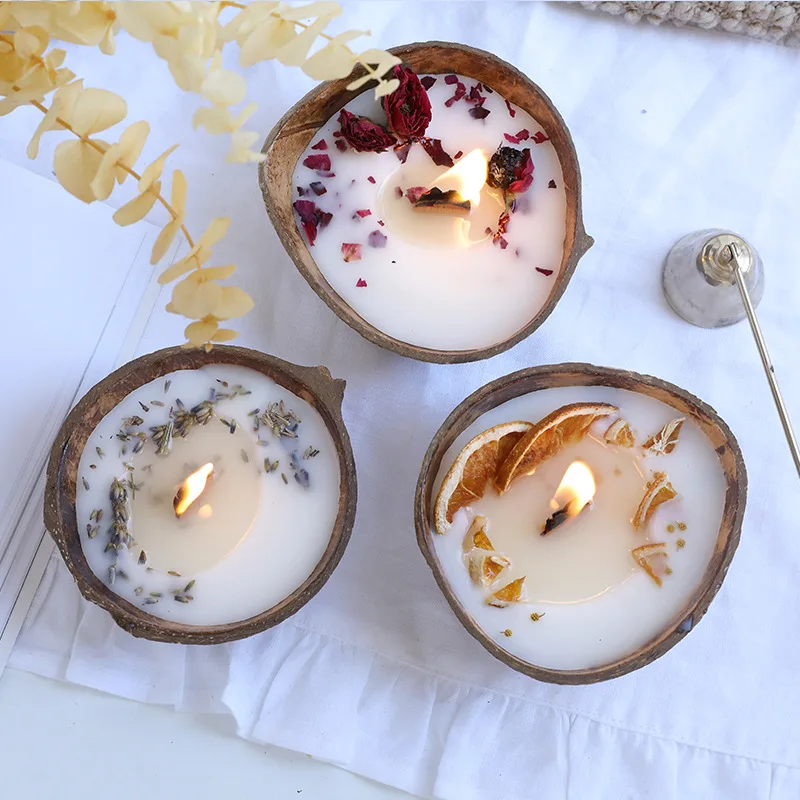 Coconut bowl aromatherapy candle candle watering dried flower candle creative decorative candle souvenir gift