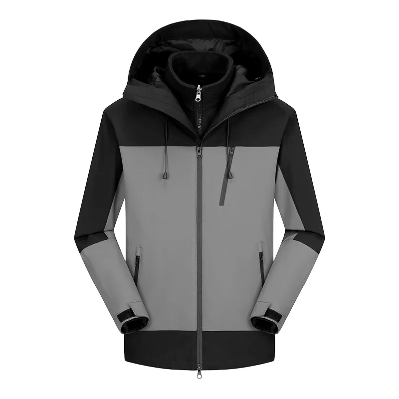 

Men Waterproof Fleece Snow Thermal Two-pieces Sets 3 in 1 Skiing Trekking Coat Outdoor Hiking Jackets Mountain Snowboard Clothes