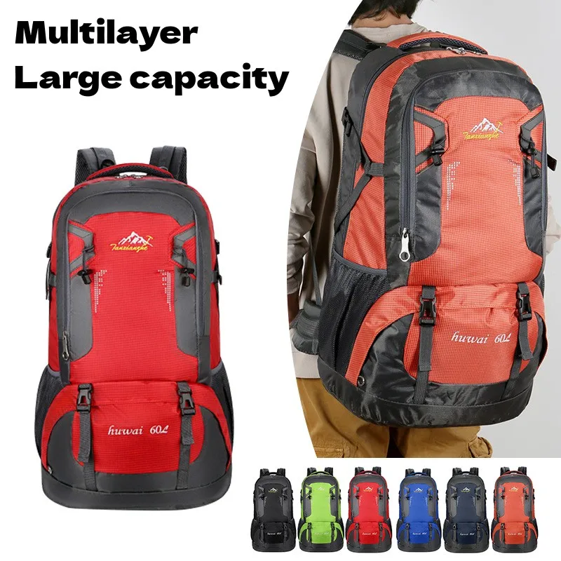 

60L Outdoor Mountaineering Bag Large Capacity Travel Bag Men and Women Shoulders Outdoor Bag Hiking Luggage Bag Sports Backpack