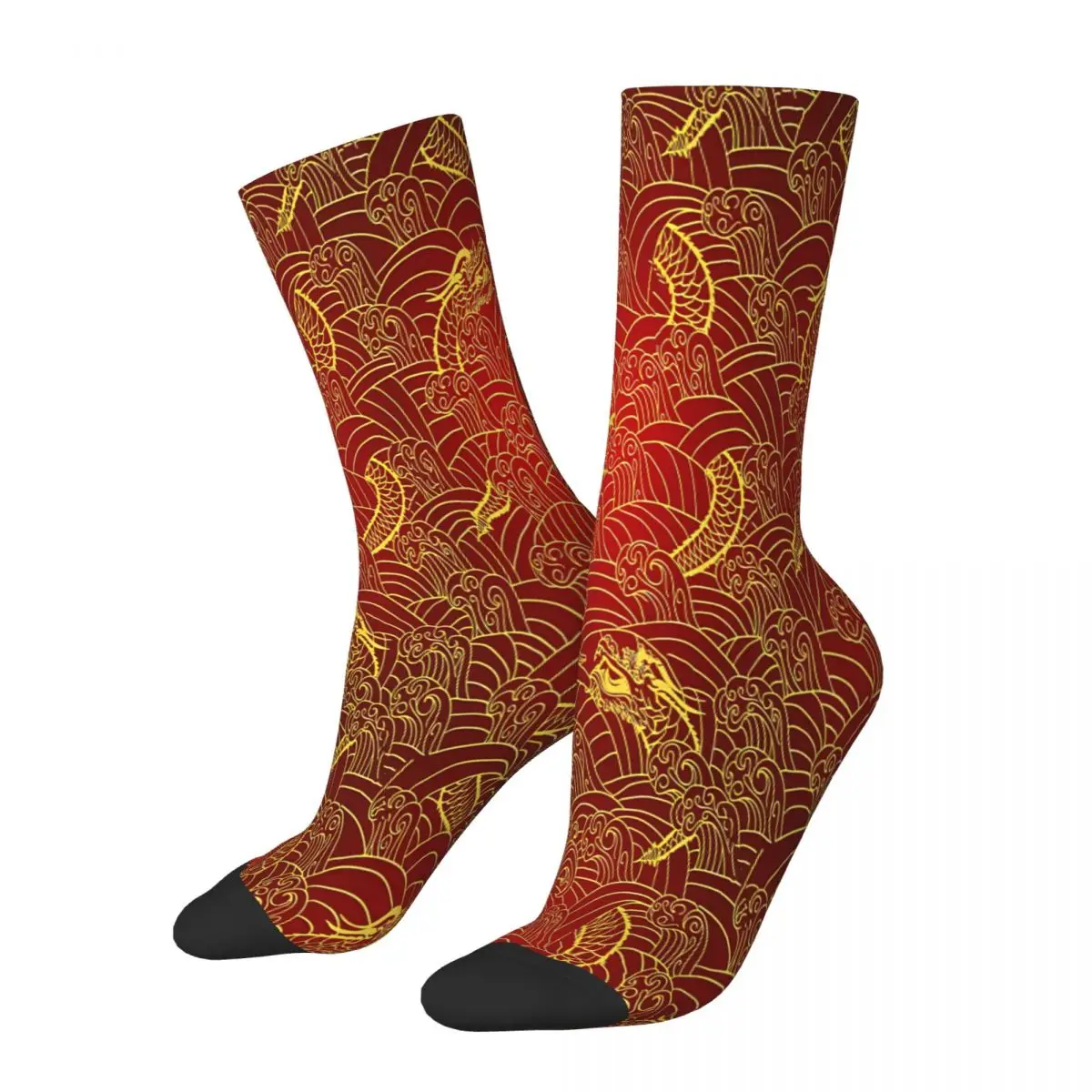 

Gold Dragon Pattern Japanese Socks Male Mens Women Autumn Stockings Printed