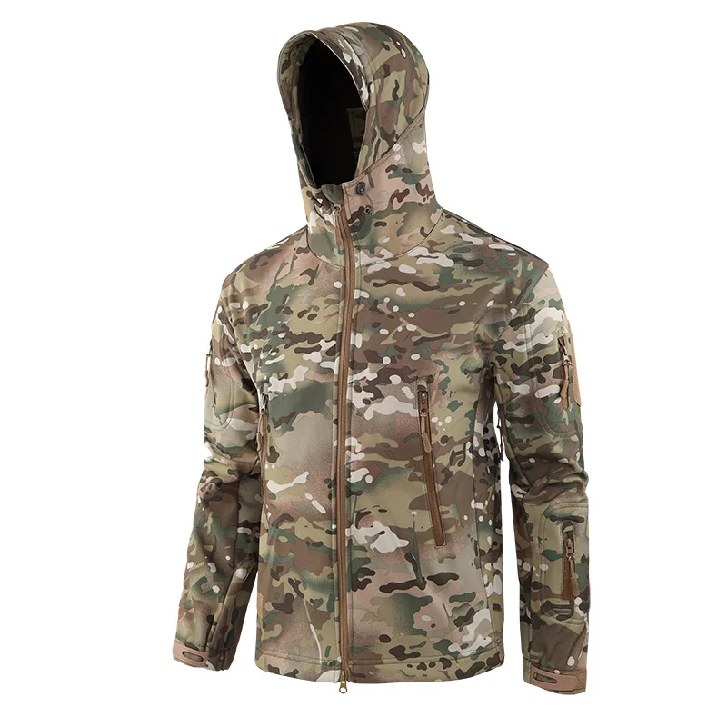 Tactical Tom Men's Outdoor Adventure Camouflage Set: Shark Skin Soft Shell Jacket, Waterproof, Windproof, Suitable for Hiking