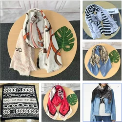 Foreign trade original single Spanish new printed silk scarf designer style beach fashion women's scarf shawl