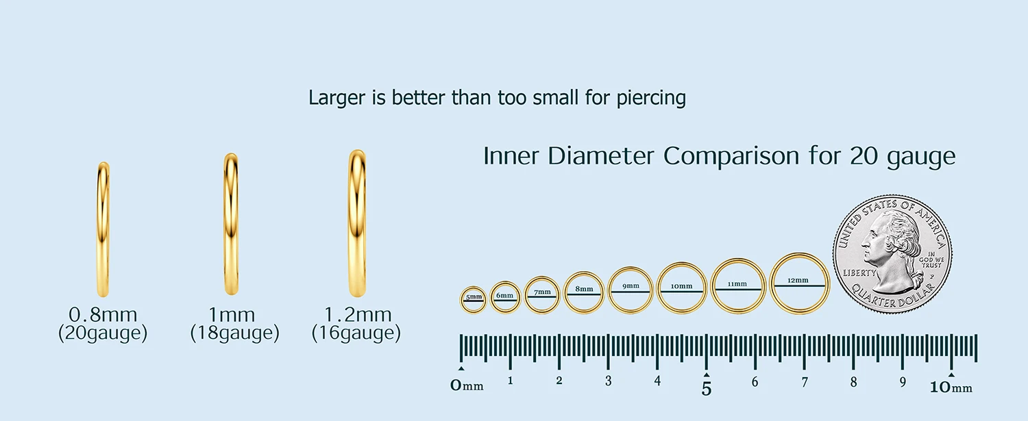 Drperfect Nasenringe, Ohrringe, Piercingschmuck aus chirurgischem Stahl, Conch-Piercing, Septum-Clicker, Lippenpiercing, Knorpelohrring, Helix, Rook, Tragus, Daith – Detail 3