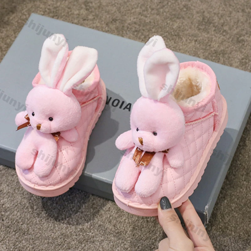 Children Cartoon Rabbit Snow Boots Girls Boys New Casual Cotton Ankle Boots Fashion Warm Kids Boy Winter Thickened Cotton Shoes