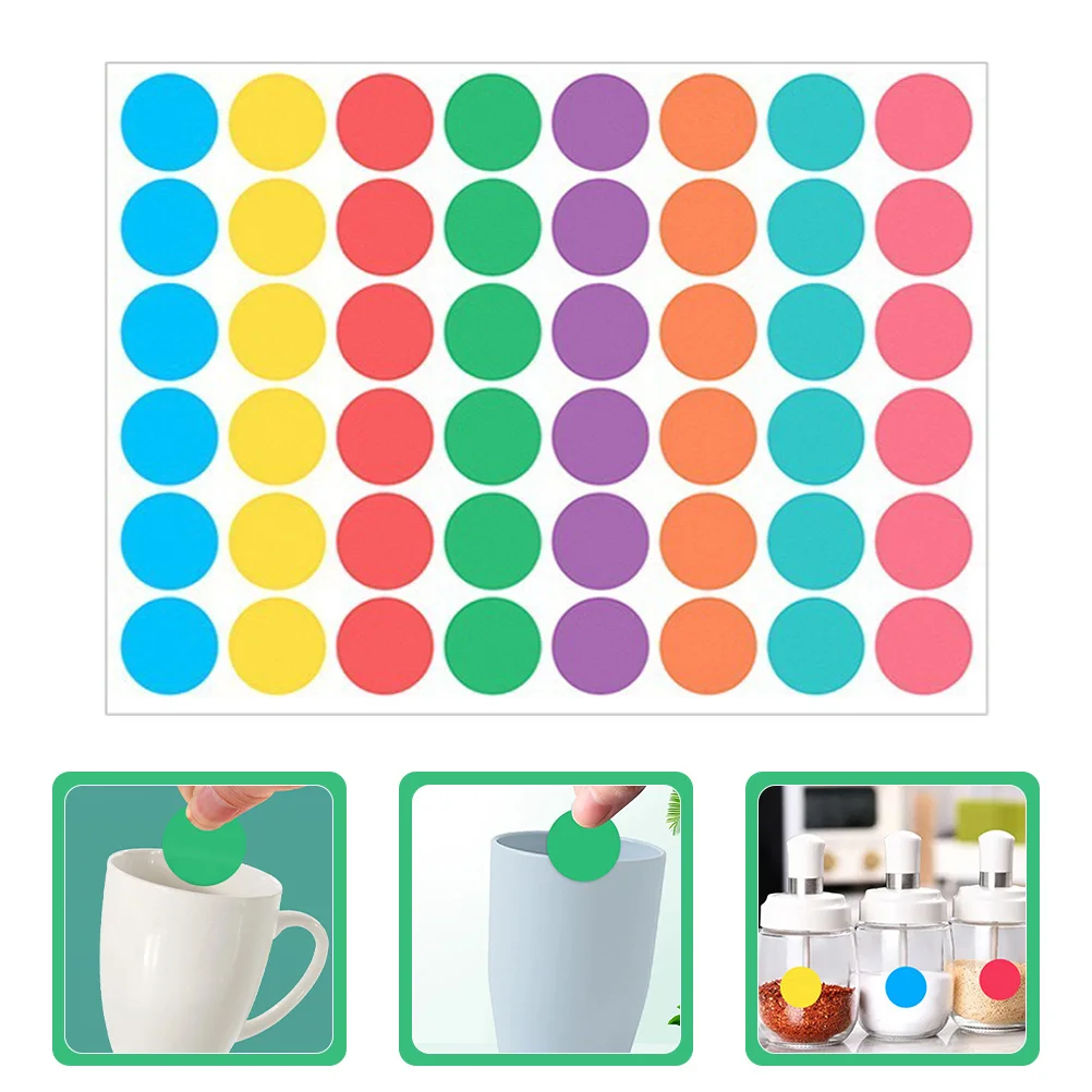 

10 Sheets Round Dot Stickers Printable Writable Adhesive Removable Multi-Use Label Stickers for Organizing Classifying Supply