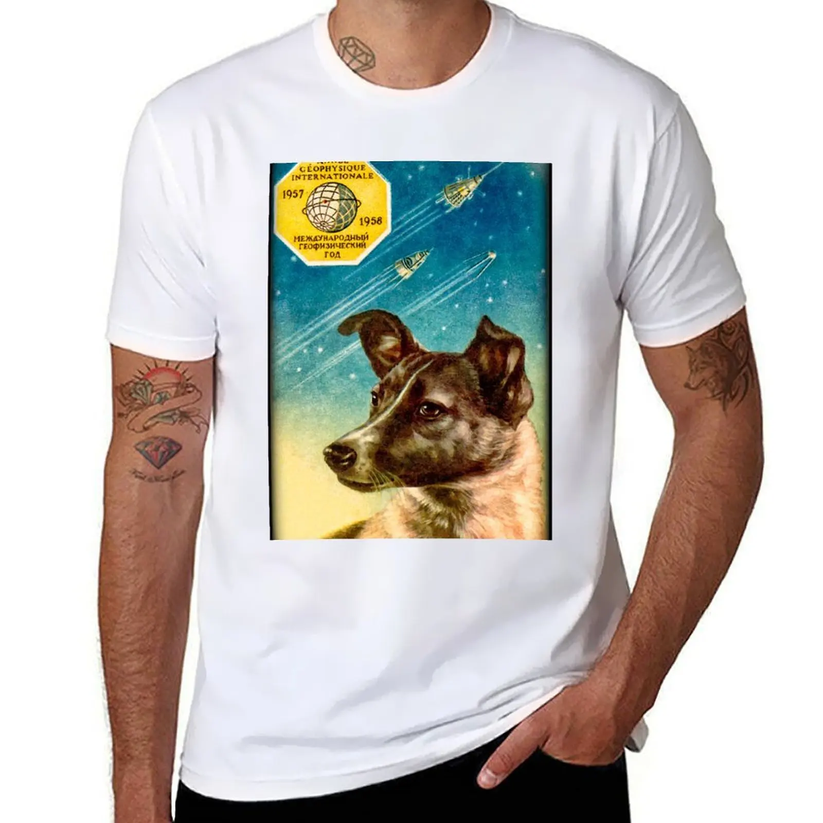 

Laika the Sputnik 2 Russian Space Dog! T-Shirt cotton t shirt man mens graphic t shirts T-Shirt