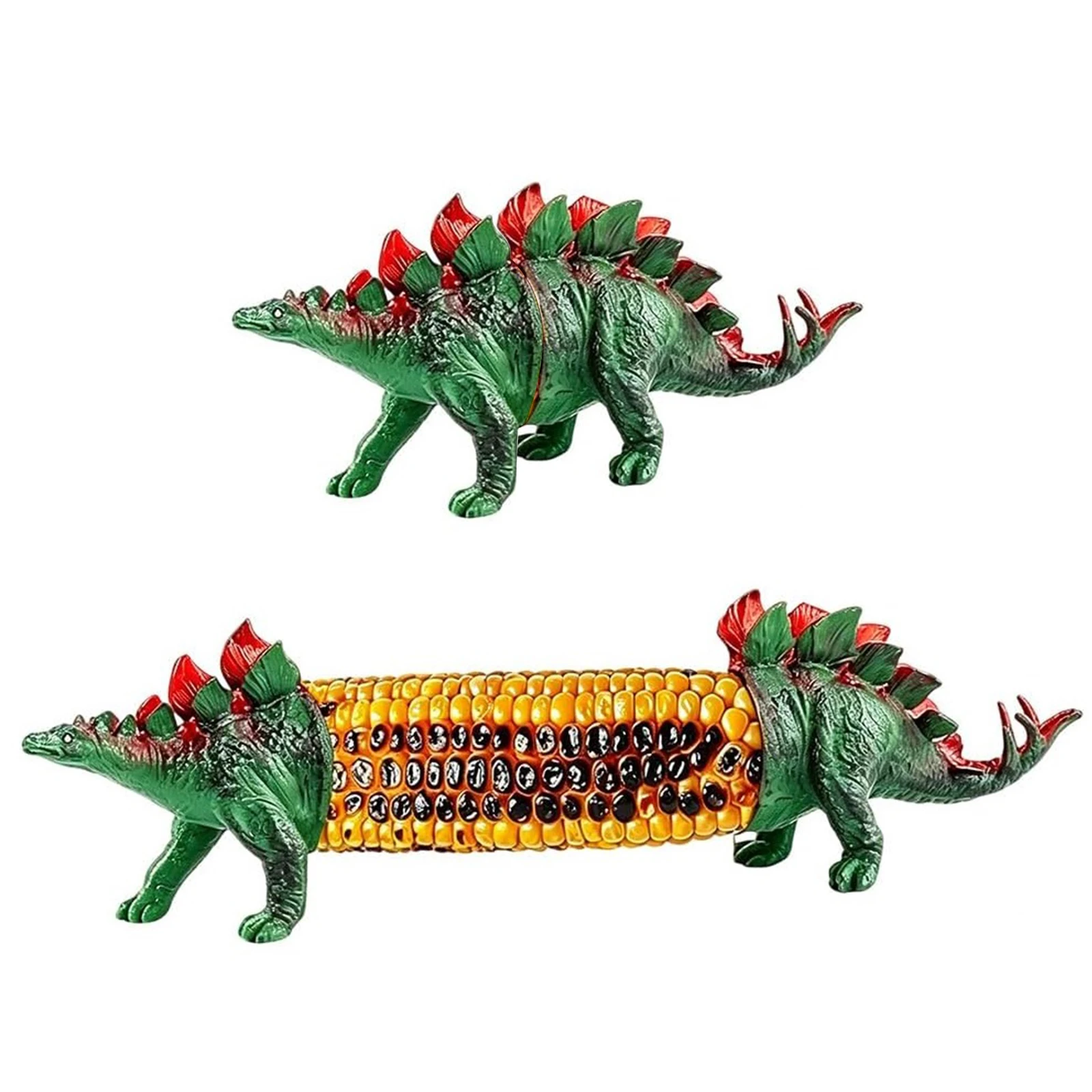 Dinosaur Corn Cob Holders with Stainless Steel Prongs Plastic Animals Figurines Set for Display Decor Model Toy Kids Gifts