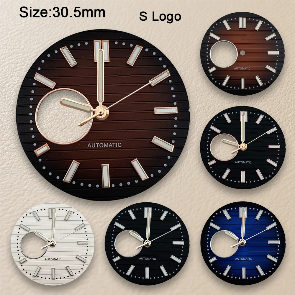 30.5mm S Logo Hollow Out Dial Fit NH38 Japanese Movement Green Luminous Stripe High-Quality Dial Watch Modification Accessories