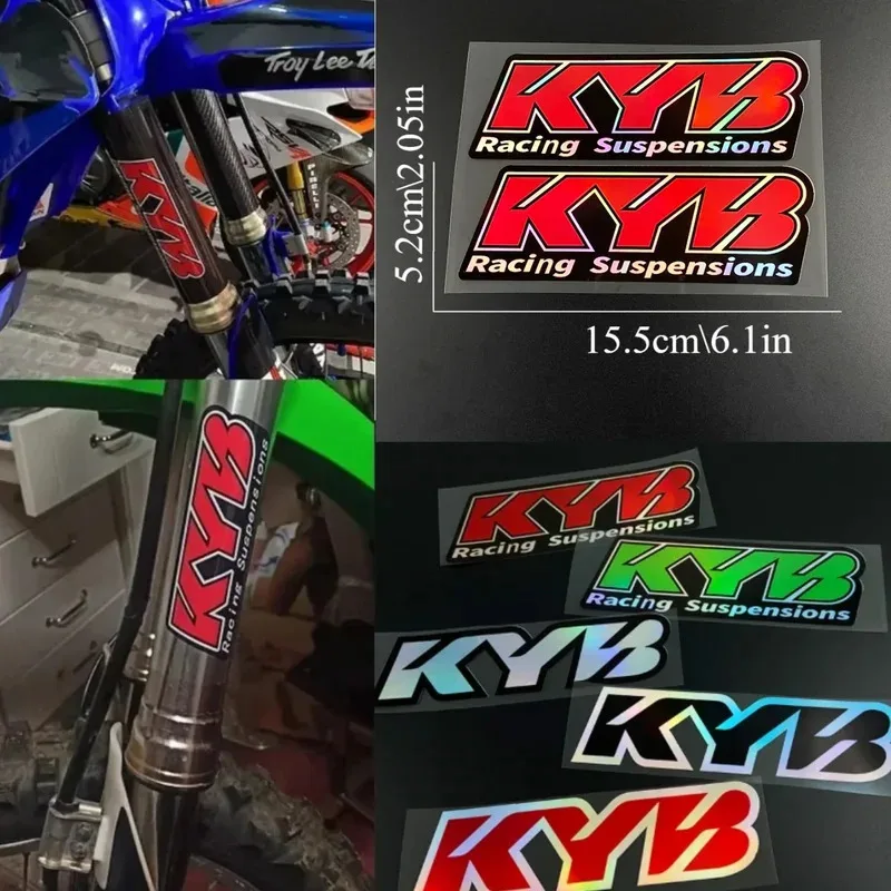 2PCS KYB Racing Fork Suspension Waterproof Vinyl Sticker Decal Racing Decor For Motorcycle Front Fork Exterior Decor Accessories