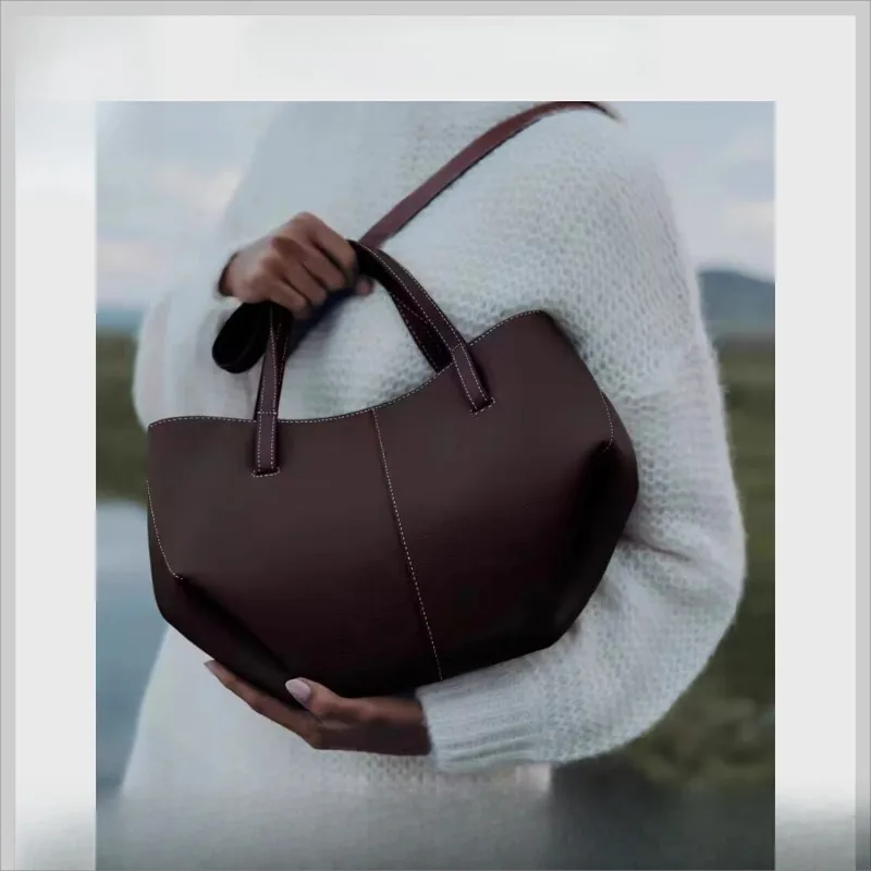 Borsa ad ala francese alla moda, borsa tote in vera pelle, borsa a tracolla sotto le ascelle di grande capacità, di nicchia, regalo