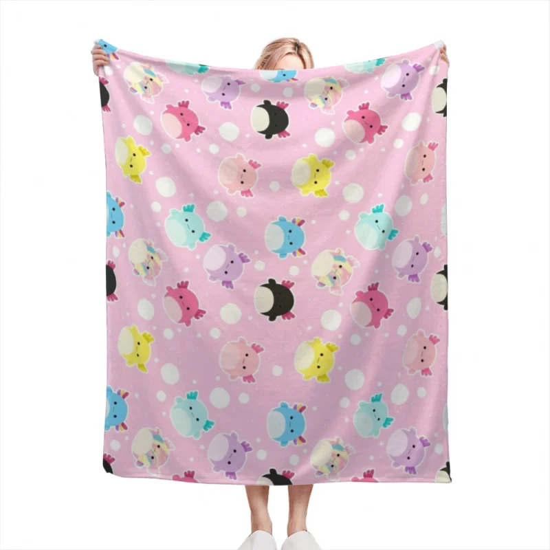 Axolotl Squish Party Squish Throw Blankets Soft Velvet Blanket Camping Bedding Blanket Cold Cinema or Travel