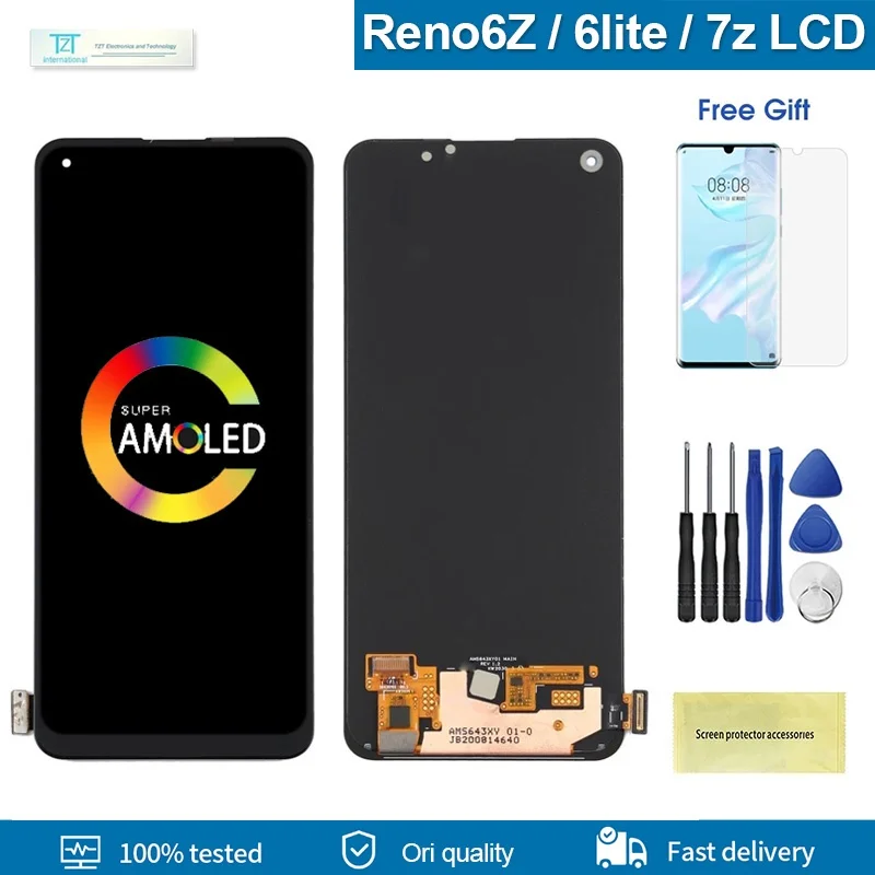 【DIY-With Frame】Super Amoled for OPPO Reno 6Z 5G / Reno6 Z LCD Display Touch Screen Replacement Assembly Original Oled Material