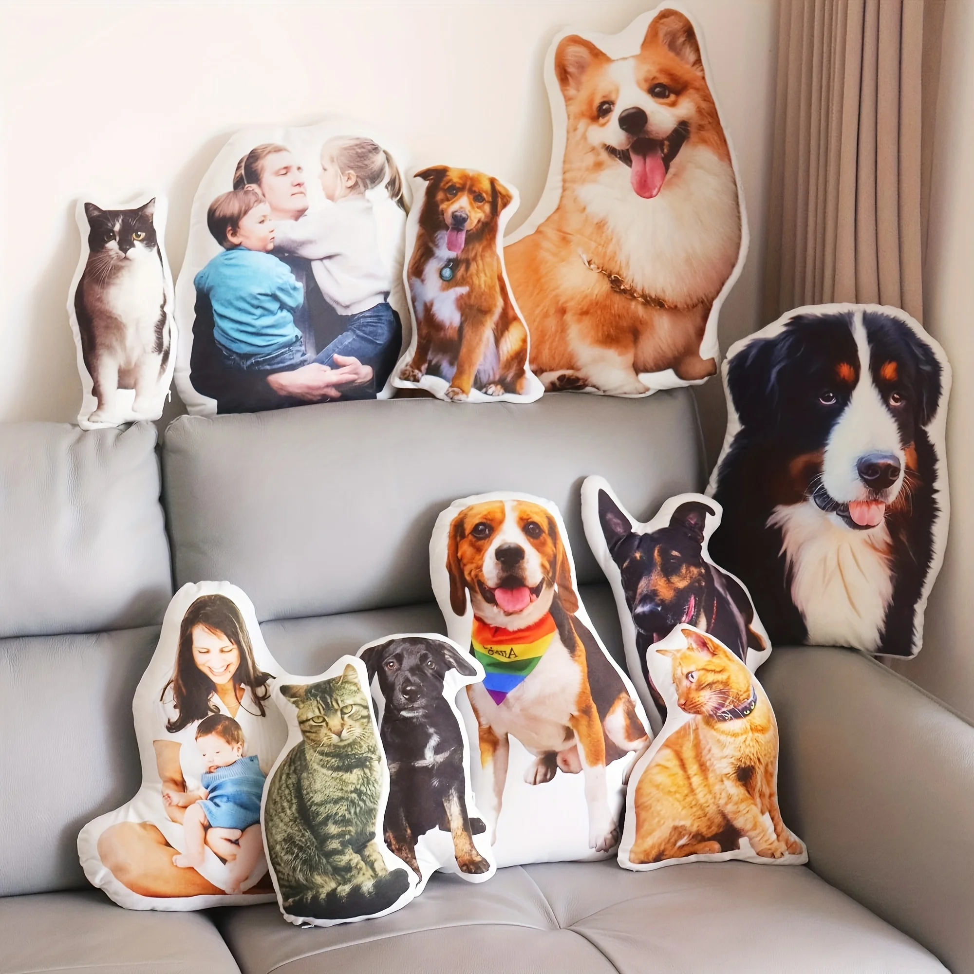 Special Custom Double-Sided Shaped Pet Memory Pillow, Custom Photo of Any Cat, Dog, Rabbit Animal, Unique Pet Plush Cushion
