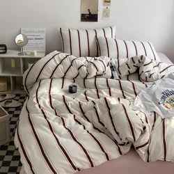 Bed Linen Bed Sheets Set Stripes Duvet Suit Cover Set Quilt Cover Bed Sheet Quilt Sets Queen Size INS Blogger Comforter Sets