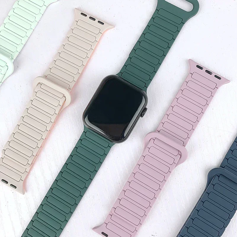 Pasek magnetyczny do zegarka Apple 44 mm 45 mm 49 mm 40 mm 41 mm 42 mm 38 mm Silikonowa bransoletka iWatch Series 7 8 se 6 4 5 3 ultra 2 9