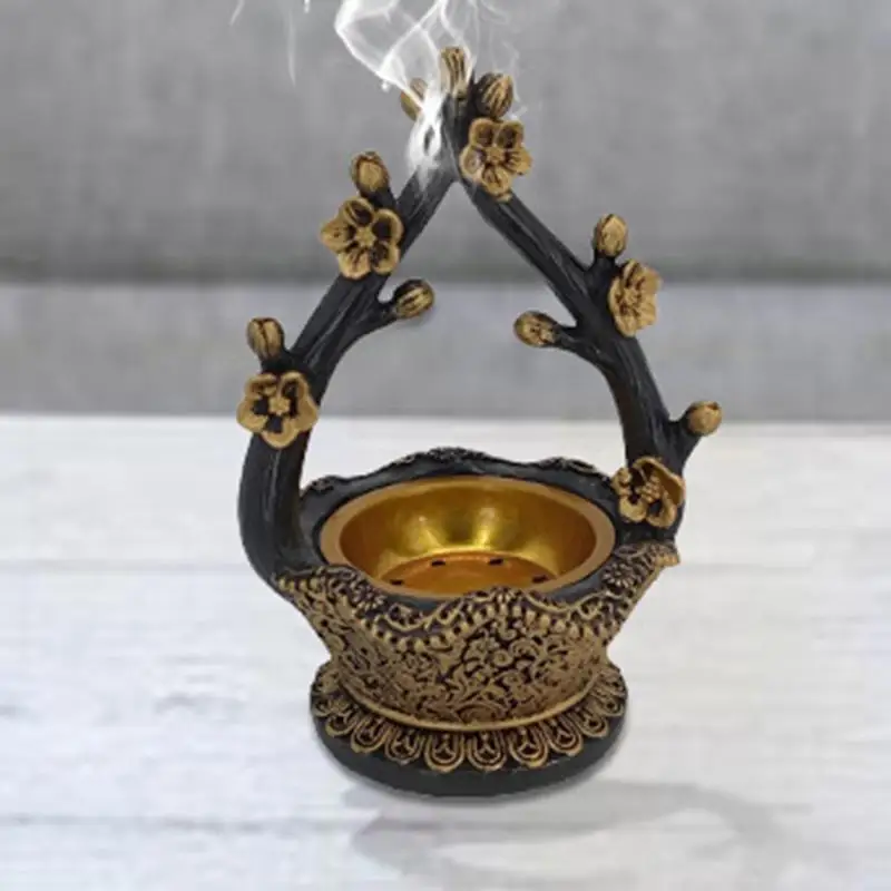 Flower Incense Burner Flower Branch Tabletop Incense Holder Multipurpose Home Statue Decor Chlorophytum Statues For Living Room