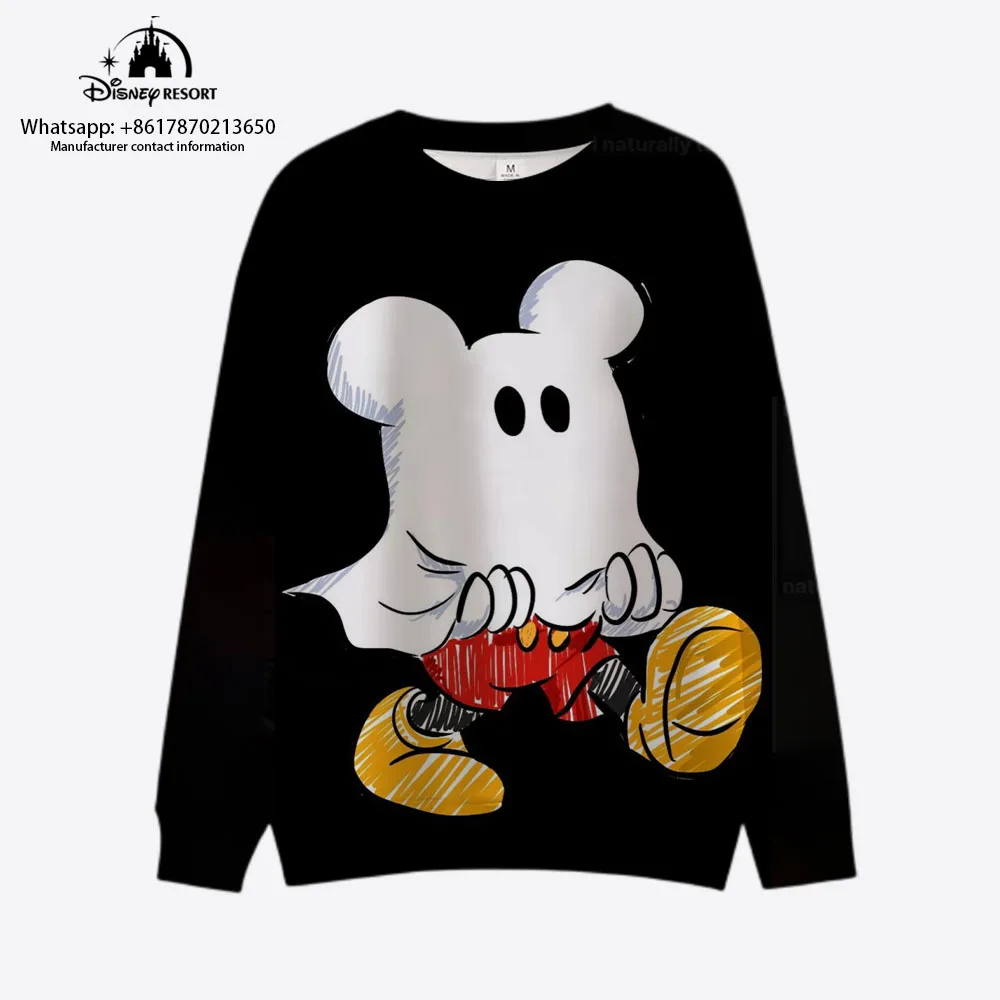 2024 Fashion New Halloween New Mickey Minnie Autumn Harajuku Round Neck Casual Women's Long Sleeve Sweater Women's Tops Y2K