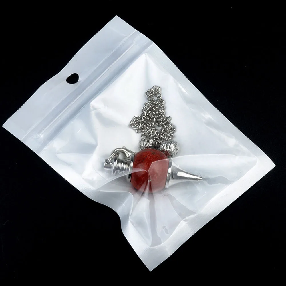 Natural Crystal Agate Gemstone Orb Pendulum Pendant Detachable Spiritual Pendulum Chain Charms for Jewelry Making Accessories