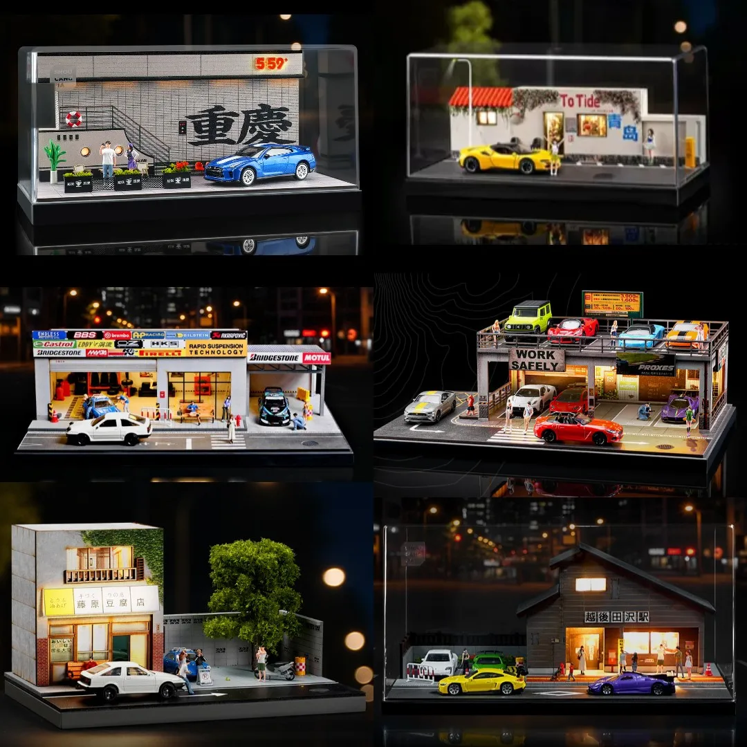 Modèle de voiture en alliage de simulation 1/64, salle d'exposition, garage, scène, acrylique haute transparence avec éclairage, parking