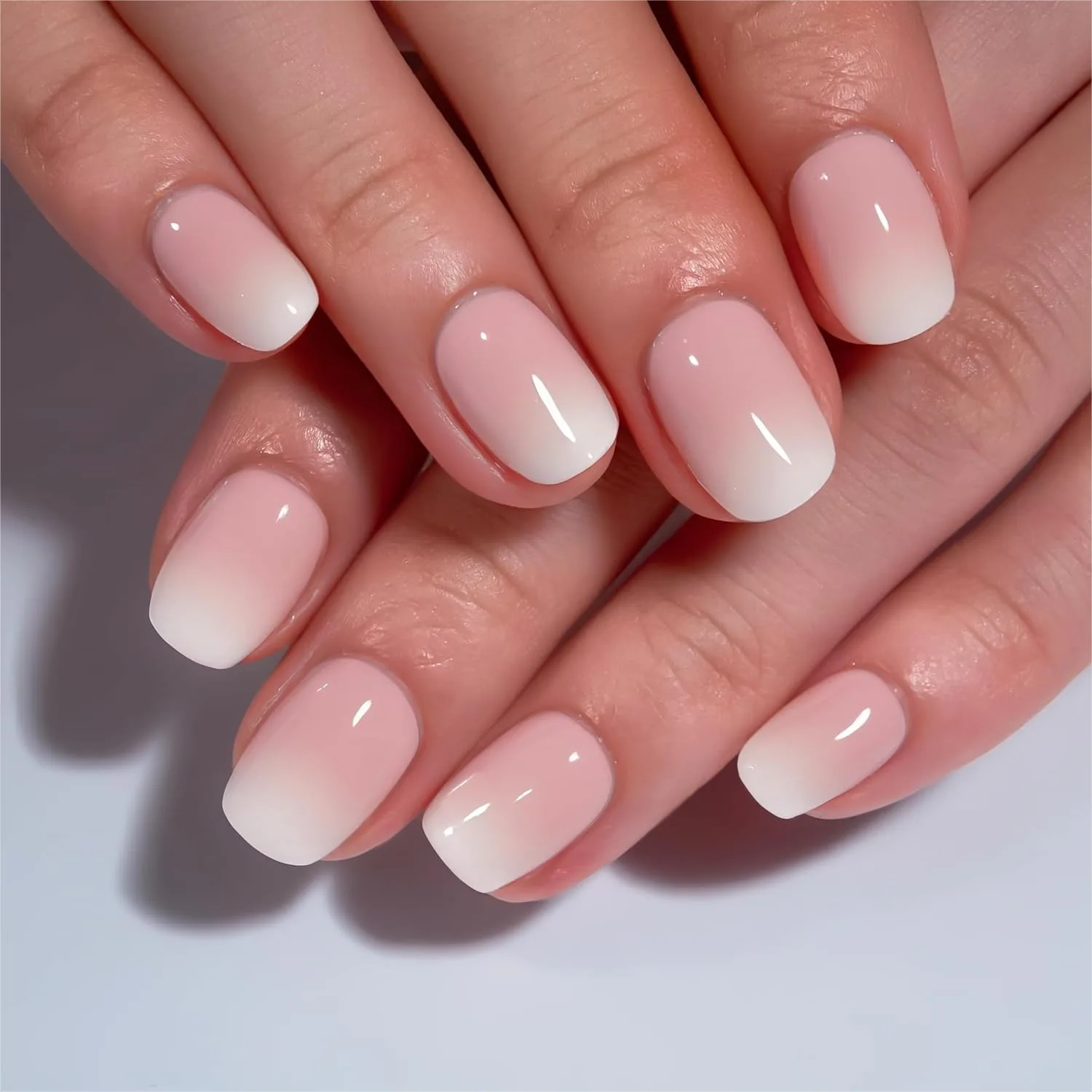 

Extra Short Press On Nails 30Pcs Nude Ombre Soft Gel Fake Nails Kit for Women with Glue, Easy At-Home Manicure