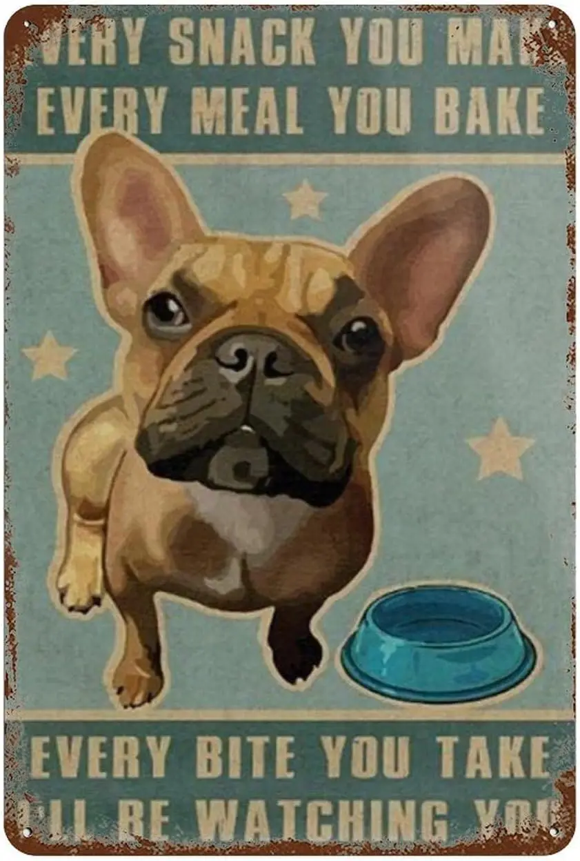 Placards Of Metal French Bulldog I’Ll Be Watching You Metal Tin Sign Aluminum Sign For Home Coffee Wall Decor 8X12 Inch