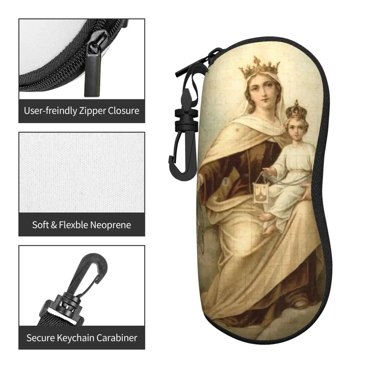 Custom Our Lady Of Mount Carmel Shell Eyeglasses Protector Cases Cute Sunglass Case Catholic Virgin Mary Glasses Pouch