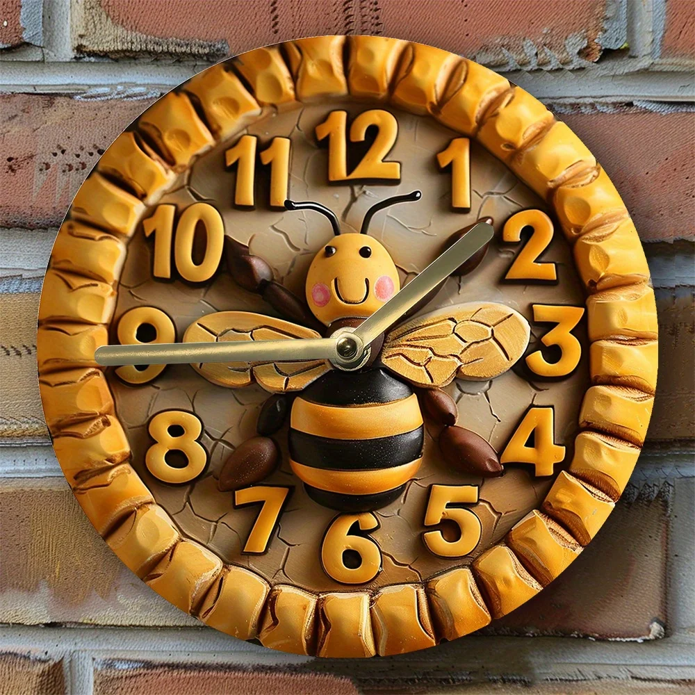 

Bee & Honeycomb Silent Aluminum Wall Clock - Perfect For Living Room Decor, Mother'S Day Gift