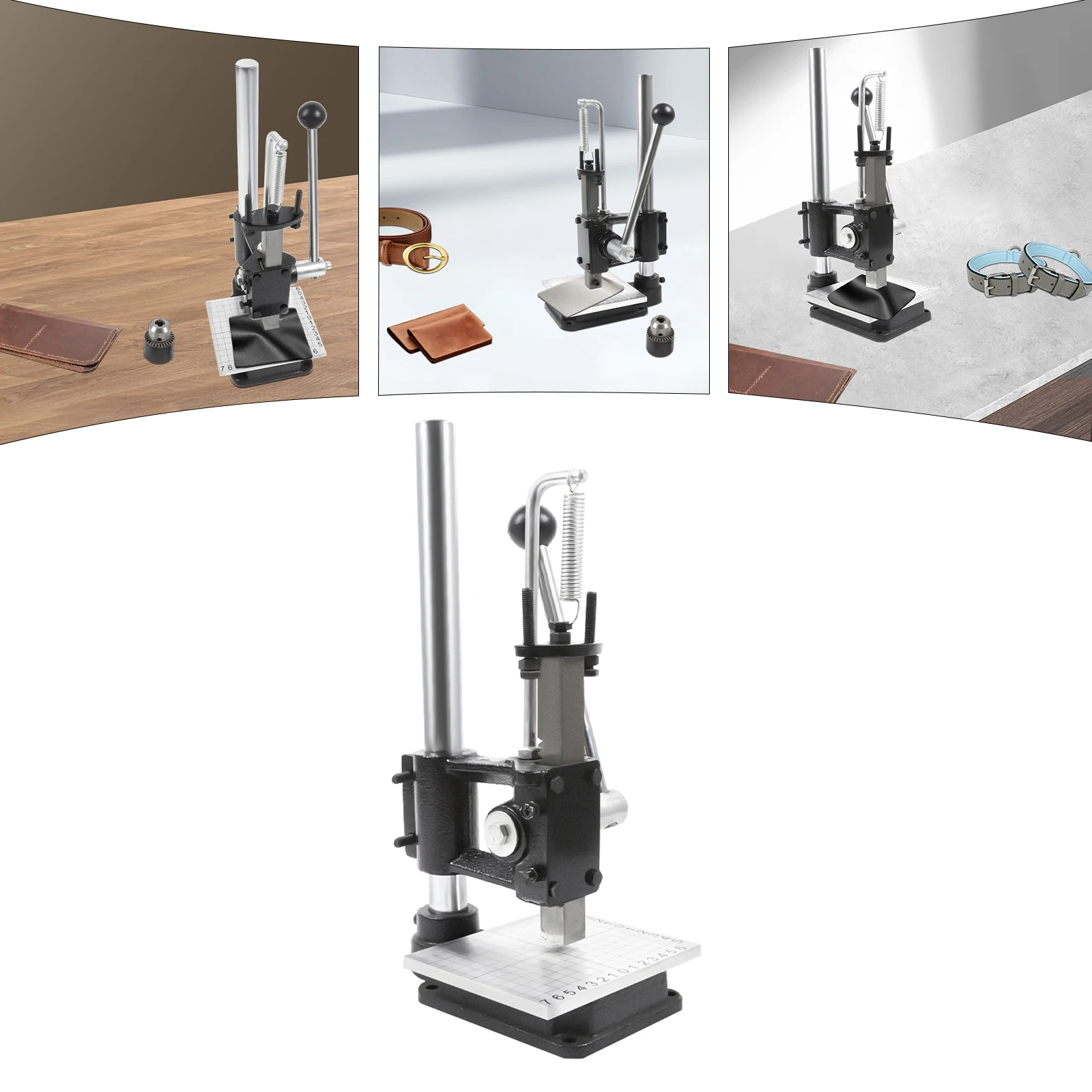 Punzonatrice manuale multiuso in ghisa ad alta precisione, altezza regolabile per punzonatura della pelle, stampaggio penetrante