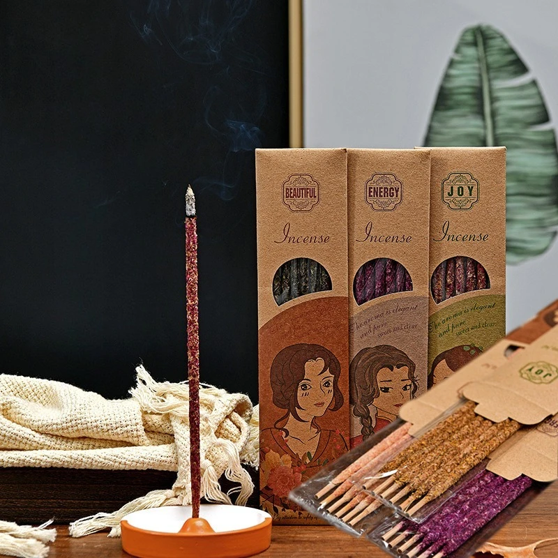 Natürliche handgemachte Rosen-Sandelholz-Räucherstäbchen, Lavendel-Osmanthus-Tee, Heimduft für Meditation, Yoga, Massage, Urlaubsgeschenke