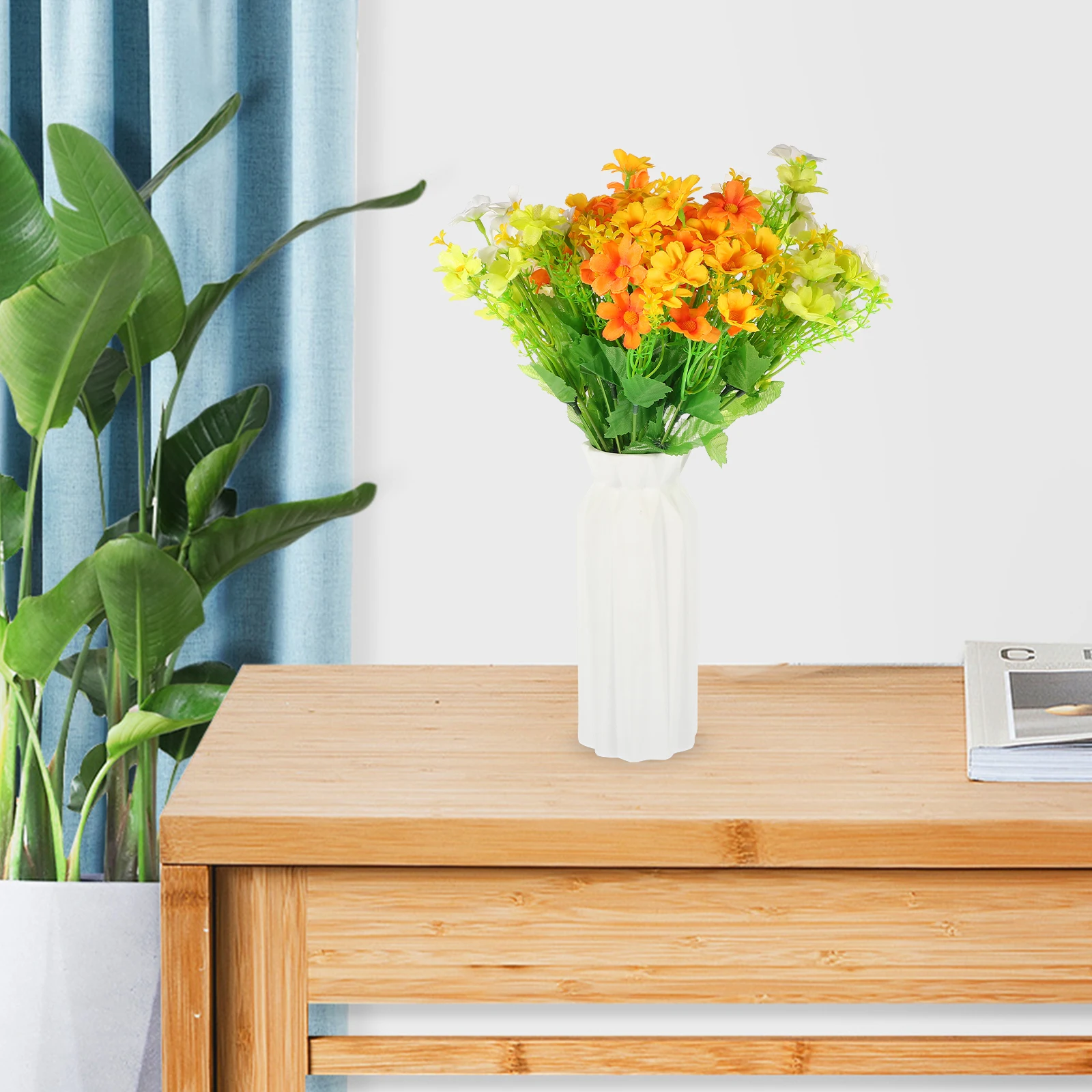 

28 Heads Artificial Daisy Flowers Decoration Green 2 Orange 2 Stylish Home Ornament Easy Clean Faux Flower for Wedding