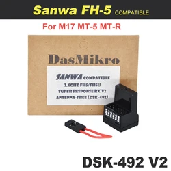 Sanwa FHSS-5 Compatible DSK-492 V2 Receiver SSL Telemetry 4 Channel  with ANTENNA-FREE For FH5 M17 MT-5 MT-R Radio Dasmikro Rx