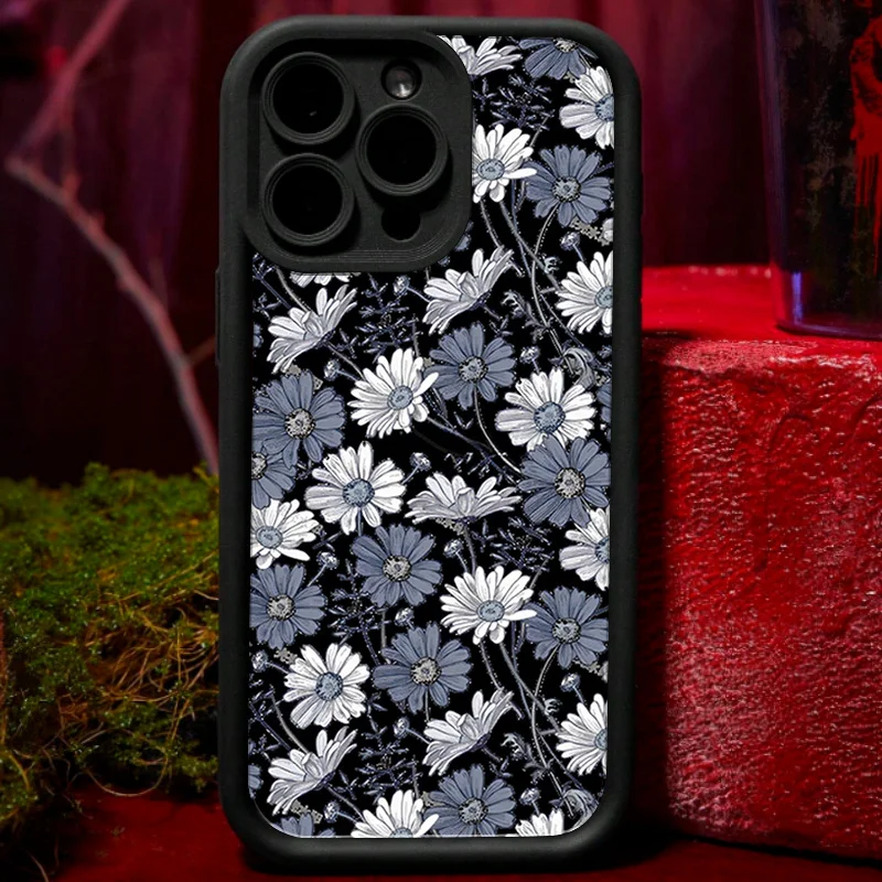 حافظة هاتف بنمط أقحوان مناسبة لهاتف آيفون 17 16 15 14 13 12 11 Pro/Max/Plus غطاء خلفي مضاد للسقوط ومقاوم للصدمات