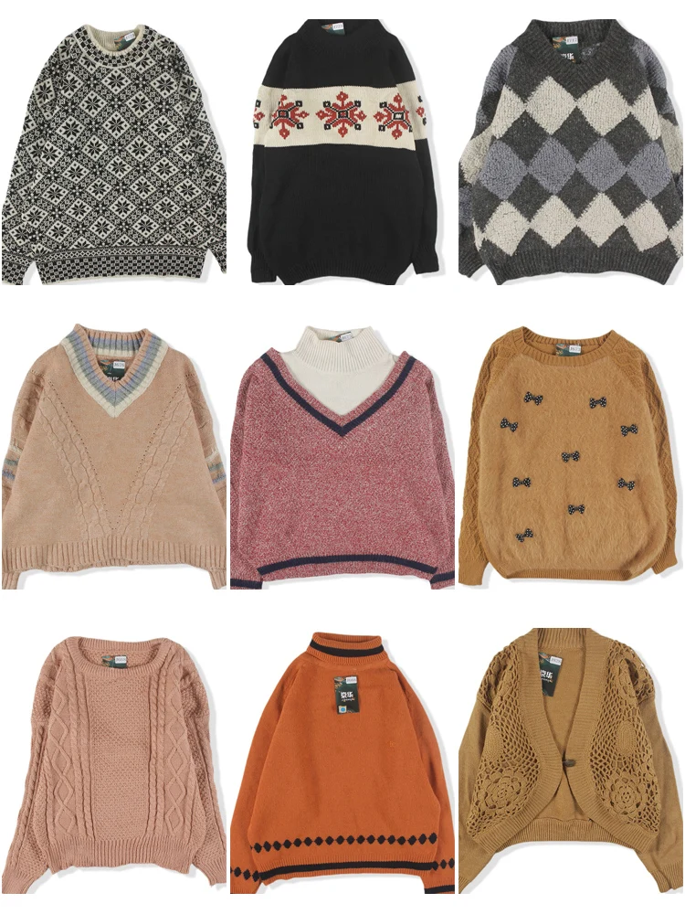 

Винтажный свободный крой с цветовым узором, шерстяной свитер Fair Isle, осенне-зимний теплый трикотаж, круглый Ne Long Sve