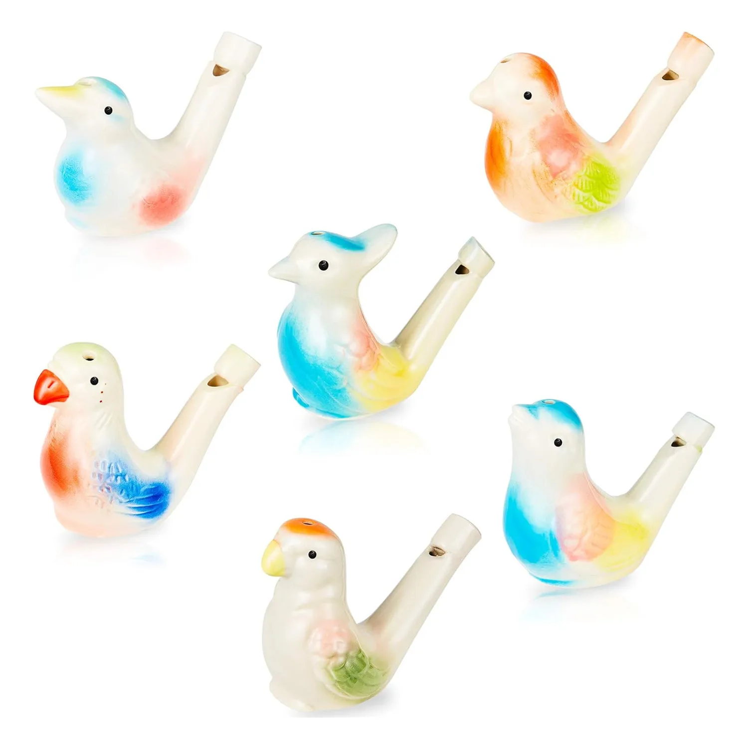 Ceramic Crafts Bird Shape Water Whistles Musical Instruments Porcelain Colorful Toys for Kids Birthday Gift Easter Gift Party