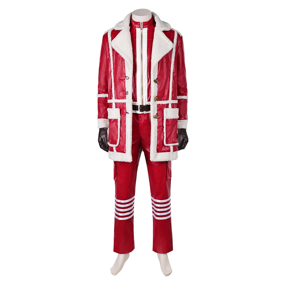 Christmas Red Fantasia One Nick Cosplay Costume Adult Men Santa Claus Coat Pants Gloves Outfits Halloween Carnival Party Suit