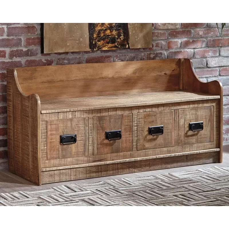 Signature Design by Ashley Garrettville Vintage Distressed Storage Bench, Brrown Storage Benches