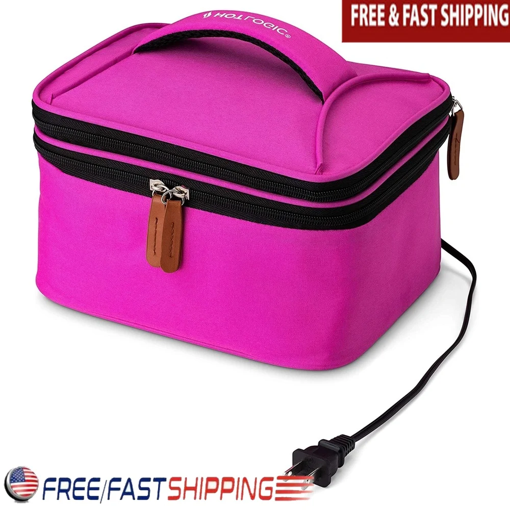 

Portable Food Warming Lunch Bag Tote with 12V Plugin Office School Travel Camping Reheat Cook Meals Accessories