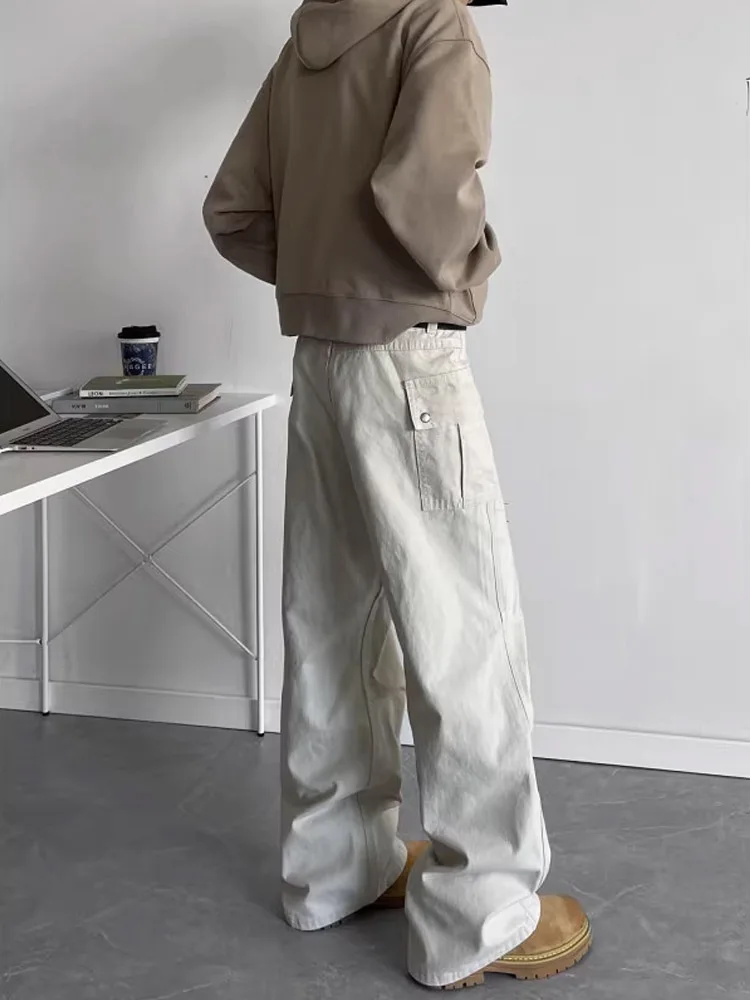 

American Retro Waed Multi-ket Work Pants Men's CleanFit Logging Straight Leg Wide Leg Long Pants Casual Straight Leg Pants