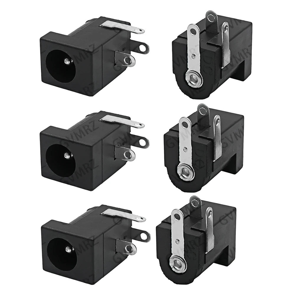 10PCS/ lot 5.5x2.1mm Barrel-Type PCB Mount Terminal DC-005 DC-005 Right Angle Black DC Power Jack Socket DC Connectors Supply