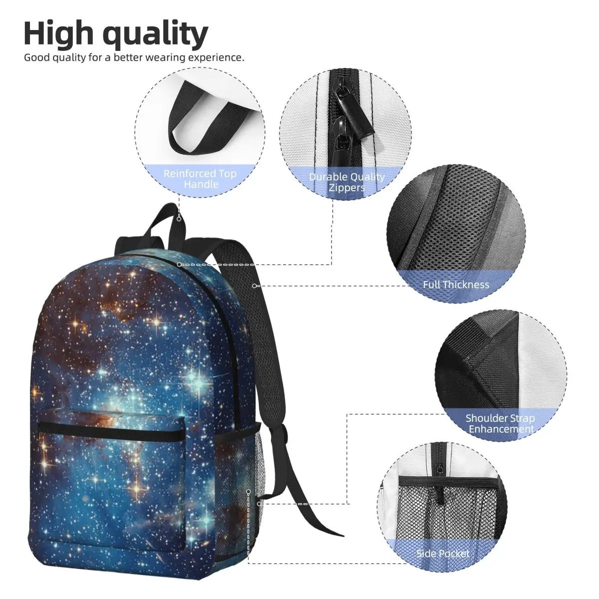 Space Galaxy Constellation Backpack Daypack Large Capacity Children BookBag School Bag Shoulder Bags for Men Women