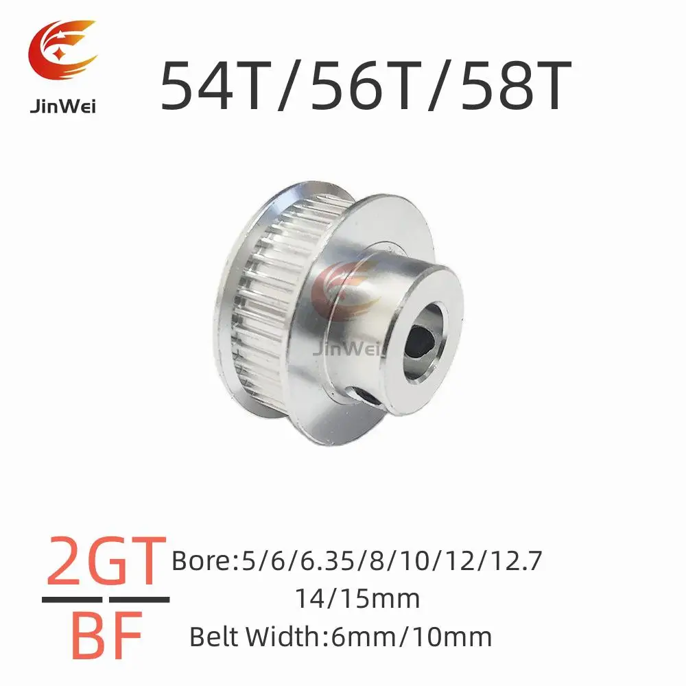 

2GT/GT2 Timing Pulley 54T/56T/58T Tooth Teeth Bore 5/6/6.35/8/10/12/12.7/14/15mm Synchronous Wheels Width 6mm10/mm